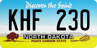 ND license plate KHF230