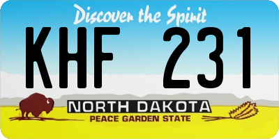ND license plate KHF231