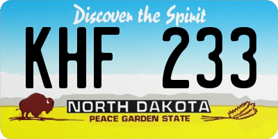 ND license plate KHF233