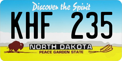 ND license plate KHF235