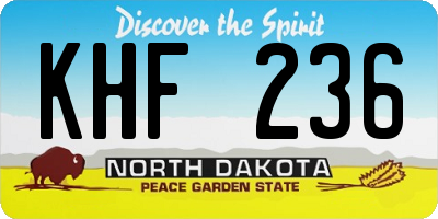 ND license plate KHF236