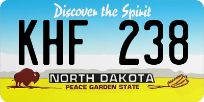ND license plate KHF238