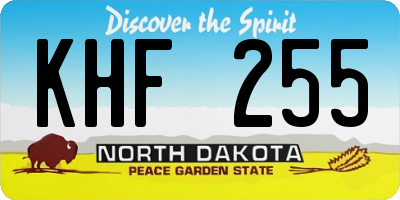 ND license plate KHF255
