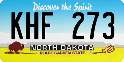 ND license plate KHF273