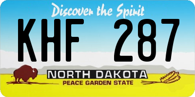 ND license plate KHF287