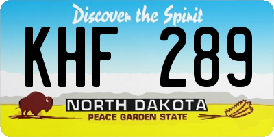 ND license plate KHF289