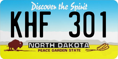 ND license plate KHF301