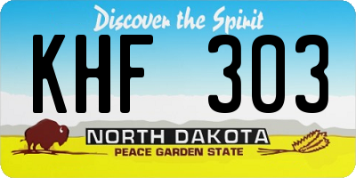 ND license plate KHF303