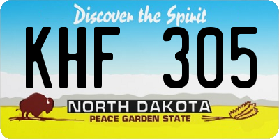 ND license plate KHF305