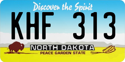 ND license plate KHF313