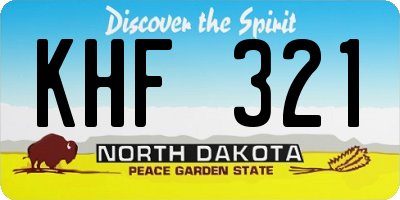 ND license plate KHF321