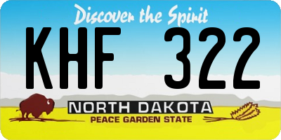ND license plate KHF322