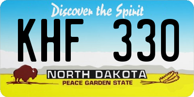 ND license plate KHF330