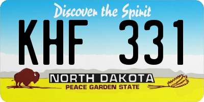 ND license plate KHF331