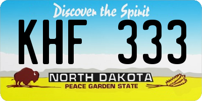 ND license plate KHF333