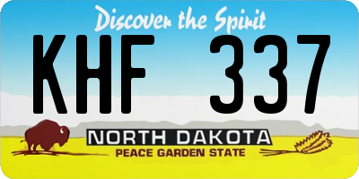 ND license plate KHF337