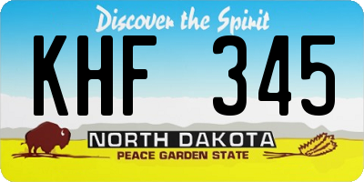 ND license plate KHF345