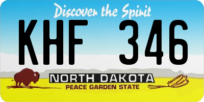 ND license plate KHF346
