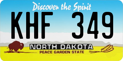 ND license plate KHF349