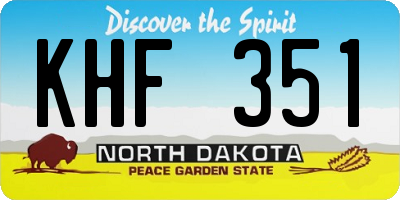 ND license plate KHF351