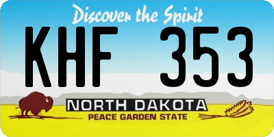 ND license plate KHF353