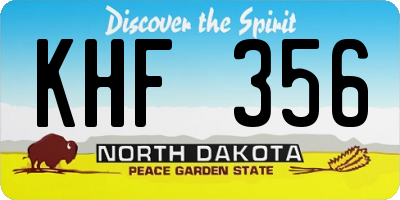 ND license plate KHF356