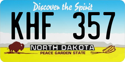 ND license plate KHF357