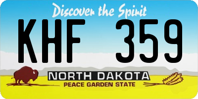 ND license plate KHF359