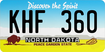 ND license plate KHF360