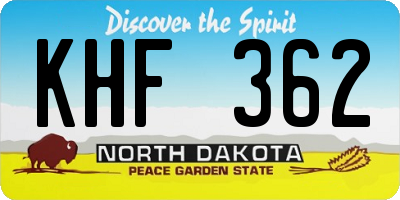 ND license plate KHF362