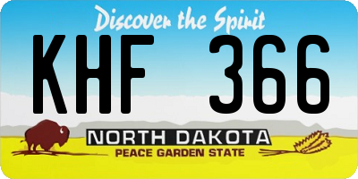 ND license plate KHF366