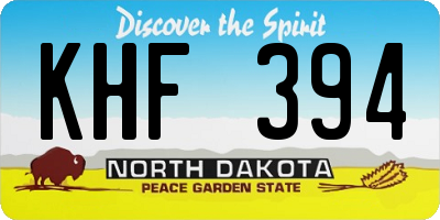 ND license plate KHF394