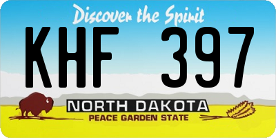 ND license plate KHF397