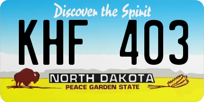 ND license plate KHF403