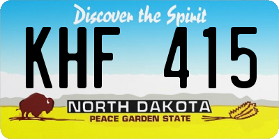 ND license plate KHF415