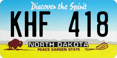 ND license plate KHF418