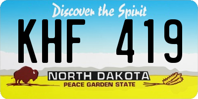 ND license plate KHF419