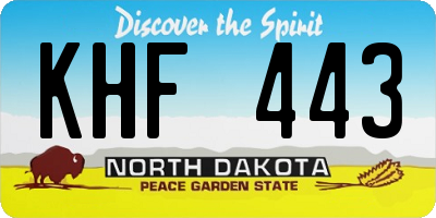 ND license plate KHF443