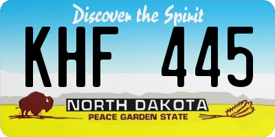 ND license plate KHF445
