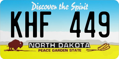 ND license plate KHF449