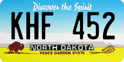 ND license plate KHF452