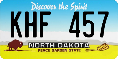 ND license plate KHF457