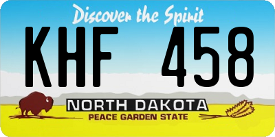 ND license plate KHF458