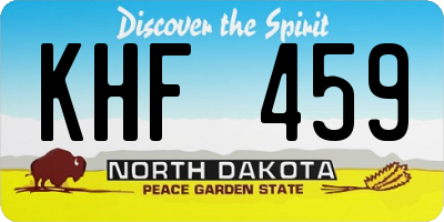 ND license plate KHF459