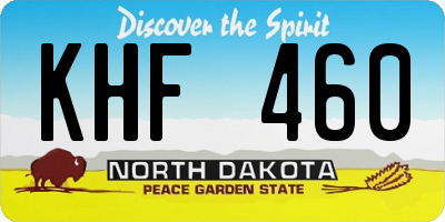 ND license plate KHF460
