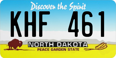 ND license plate KHF461