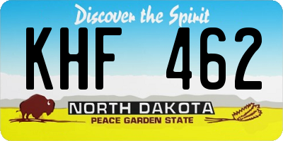 ND license plate KHF462