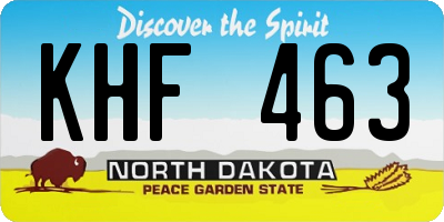 ND license plate KHF463
