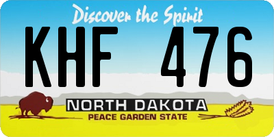 ND license plate KHF476