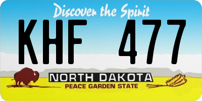 ND license plate KHF477